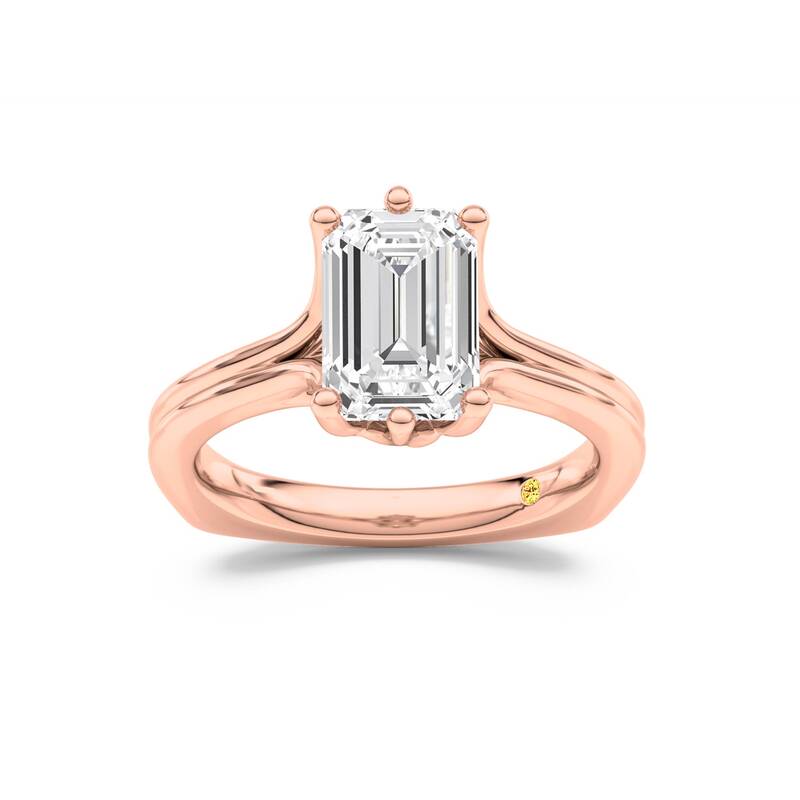 Fleur Emerald Cut Lab Grown Diamond Engagement Ring | 10K Rose Gold 1 1/2 CT. TW.