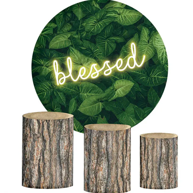 Aperturee Blessed Green Leaves Custom Circle Party Backdrop Kit | Circle Party Backdrop | Custom Circle Backdrop Baby Shower ...