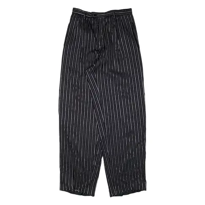 Pleated Striped Womens Trousers Black Loose Tapered W27 L30