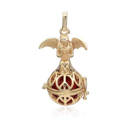 Golden Plated Brass Hollow Round Cage Pendants