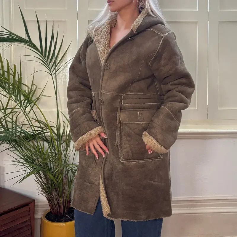 Esisto Conbipel Sheepskin Jacket - Large Brown Acrylic Blend