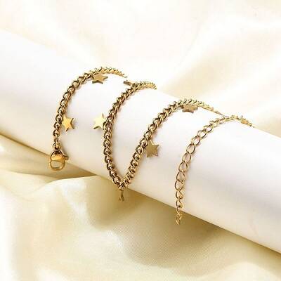 304 Stainless Steel Twisted Chain Necklaces with Star Charm Tassel