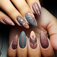 Flower Pattern Fake Nails with Nail File & Tape, 24pcs/set Removable False Nails for Women Girls Nail Art, Effortless Press o...