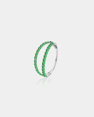 20G CZ Double Hoop Segment Nose Ring - Green CZ / 7mm