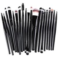 Make up Brush Set 20 PCs Professional Face Eyeliner for Foundation Blush Concealer Eyeshadow with Travel Black