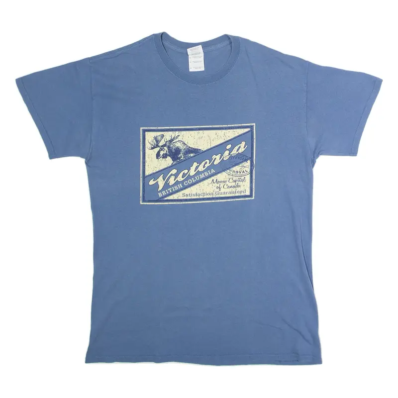 GILDAN Victoria British Columbia Mens T-Shirt Blue Crew Neck M