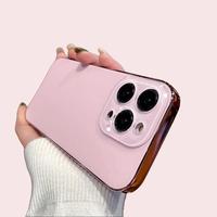 Electroplated Matte Pink Acrylic Phone Cases, for iPhone 16 15 14 13 12 11 Pro Max Plus Cellphone Smartphone Casing phonecas...