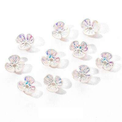Electroplated 3-petal Flower Resin Cabochons