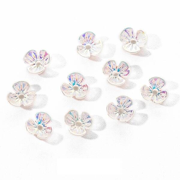 Electroplated 3-petal Flower Resin Cabochons