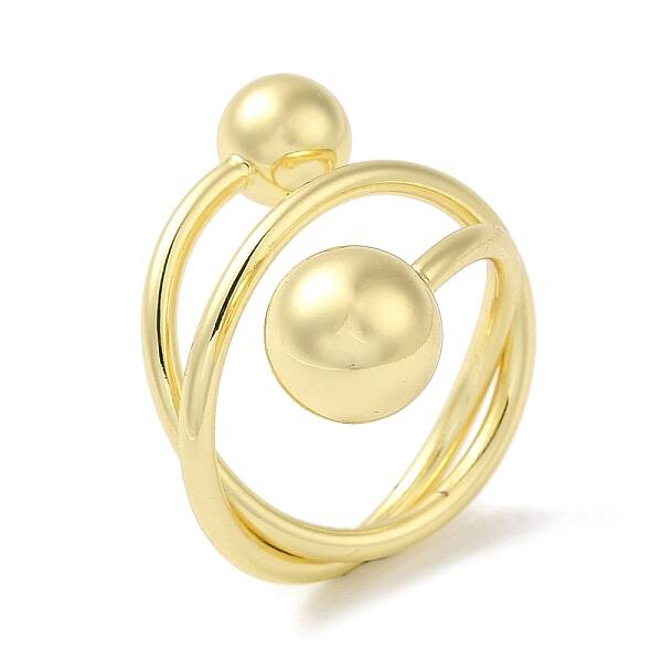 Rack Plating Brass Round Ball Cuff Rings