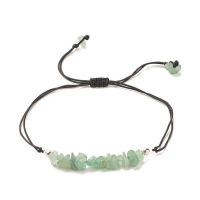 Natural Green Aventurine Chips Braided Bead Bracelet