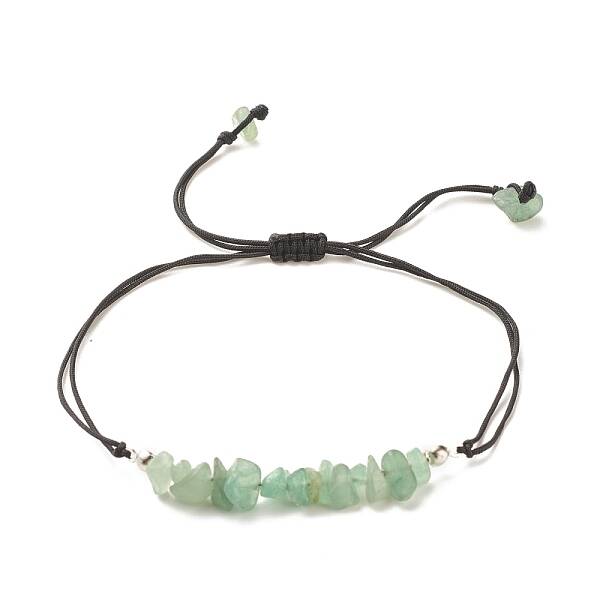 Natural Green Aventurine Chips Braided Bead Bracelet