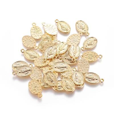 Tibetan Style Virgin Mary Alloy Oval Pendants