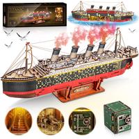 #cozyvibes Titanic 3D Wooden Puzzles for Adults with LED Light, Home Decoration Titanic Model Kits for Adults, Sailboat Hobbi...