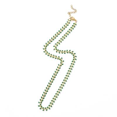 Enamel Ear of Wheat Link Chain Necklace