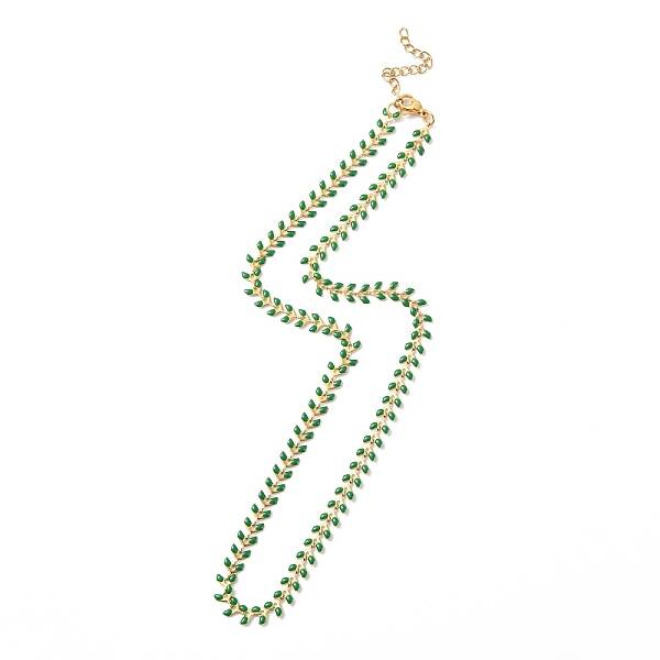 Enamel Ear of Wheat Link Chain Necklace