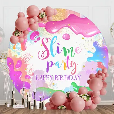 Aperturee Round Colorful Splash Slime Birthday Party Backdrop - Aperturee