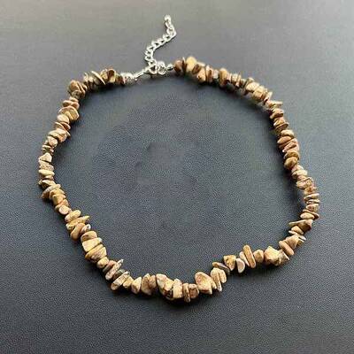 Natural Picture Jasper Chip Beaded Necklaces for Women