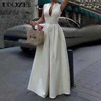 UOOZEE women's high waist loose pocket solid color zipper V-neck jumpsuit, multi-color, can be worn in all seasons, if you ha...