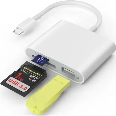 USB C SD Card Reader, USB 3.0 High Speed to SD/Micro SD Card Adapter, Memory Card Reader with SD Micro SD USB 3 Port for iPho...