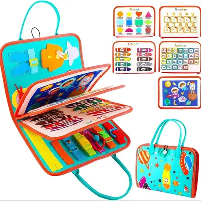 Christmas Busy Board Montessori Toy, Early Learning Handheld Activity Sensory Educational Board Toy, Thanksgiving Christmas G...