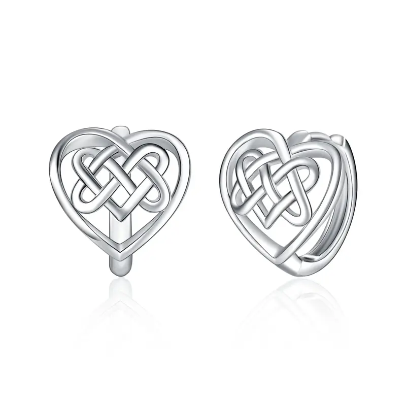 Sterling Silver Celtic Knot & Heart Stud Earrings