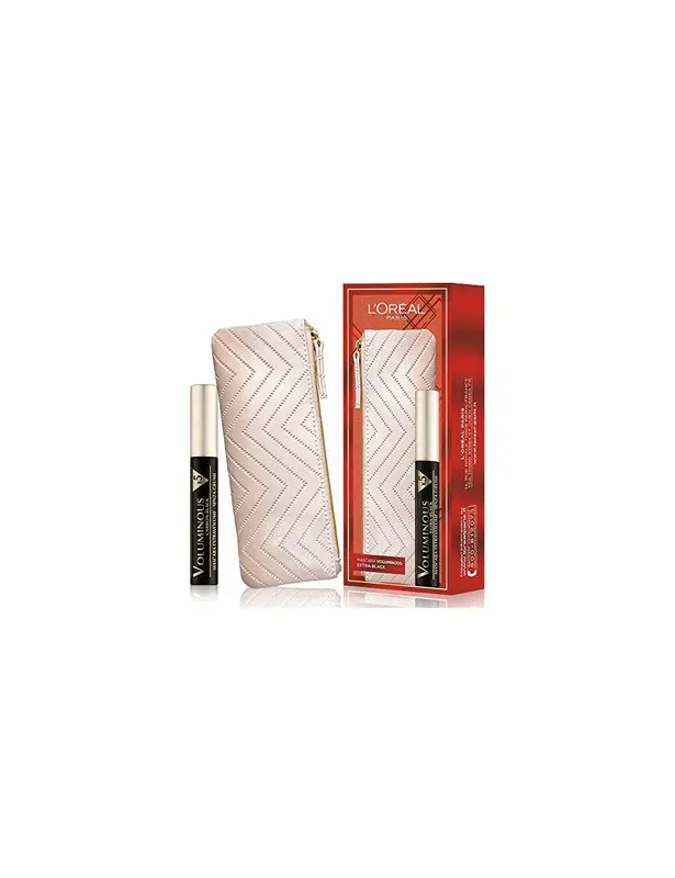 L'Oreal Paris Set: Cream Textile Case + Voluminous Mascara X5 Volumizing Extra Black 7.5 ml