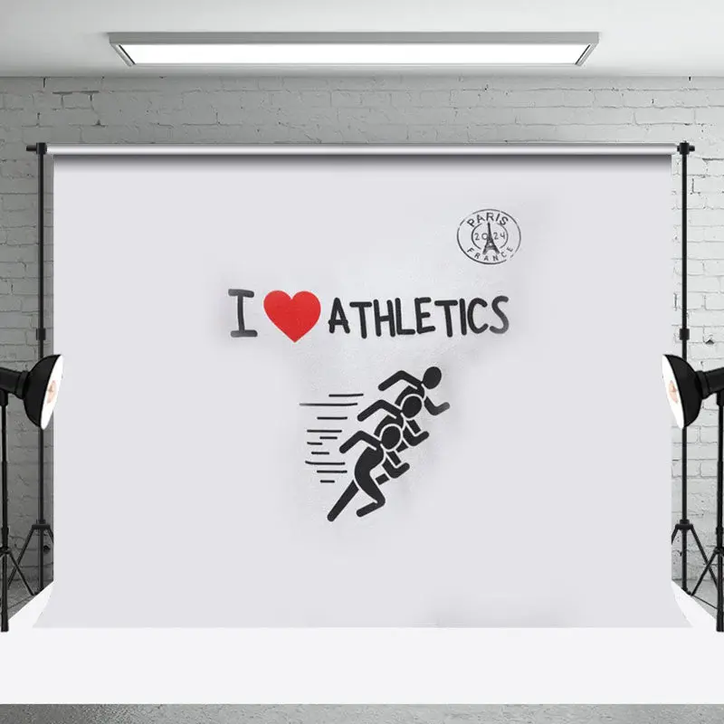 I Love Athletics Paris 2024 Sport Olympic Backdrop - Aperturee