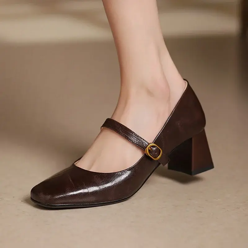 CHIKO Egypt Square Toe Block Heels Mary Jane Shoes