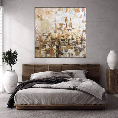 Abstract Painting Canvas Large Abstract Oil Painting Gold Original | GOLDEN WEAVING