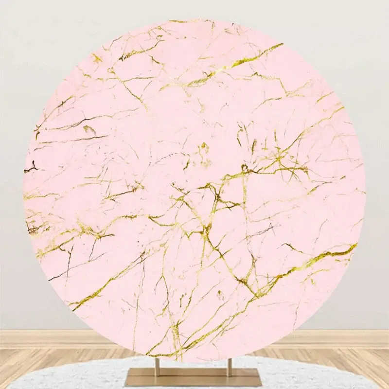 Pink And Golden Abstract Round Birthday Backdrop - Aperturee