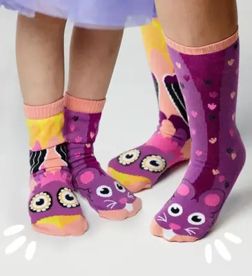 OWL & MOUSE MATCHY MISMATCHY SET | 2nd Pair: ADULT LARGE | 1st Pair: KIDS SMALL