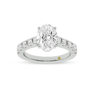 Reno Pavé Set Oval Lab Grown Cathedral Diamond Engagement Ring | 18K White Gold 4 5/8 CT. TW.