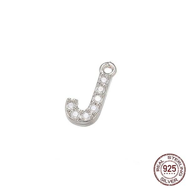 Real Platinum Plated Rhodium Plated 925 Sterling Silver Micro Pave Clear Cubic Zirconia Charms