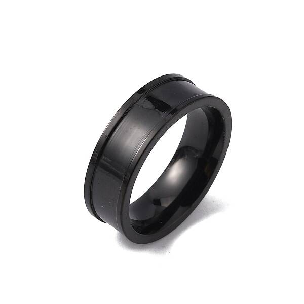 201 Stainless Steel Grooved Finger Ring Settings