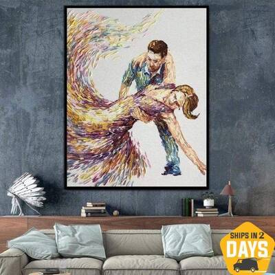 Large Original Painting Dancing Couple Painting Oil Paintings On Canvas Dance Painting Modern Painting Wall Art | DANCE OF LO...