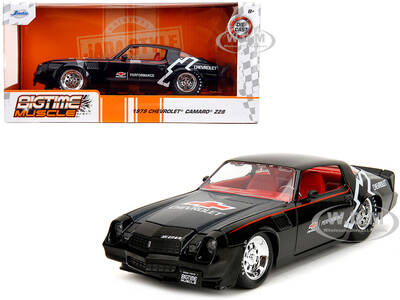 1979 Chevrolet Camaro Z28 Chevrolet Performance Black with Carbon Hood and Red Interior Bigtime Muscle Series 1/24 Diecast Mo...