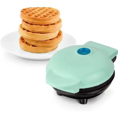 Mini Maker for Individual Waffles, Hash Browns, Keto Chaffles with Easy to Clean, Non-Stick Surfaces, 4 Inch, Aqua Appliances...