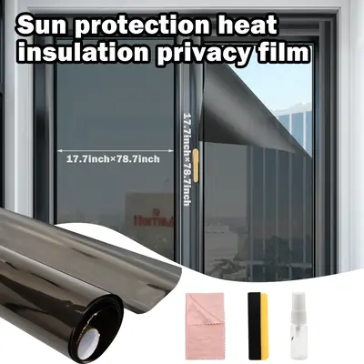 Window Privacy Film, Sun Blocking UV Heat Blocker, Window Tint for Home, See Out Not in Reflective Mirror Film, Removable Sta...