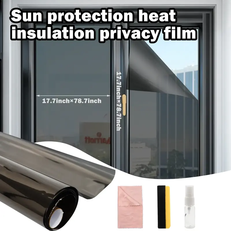 Window Privacy Film, Sun Blocking UV Heat Blocker, Window Tint for Home, See Out Not in Reflective Mirror Film, Removable Sta...