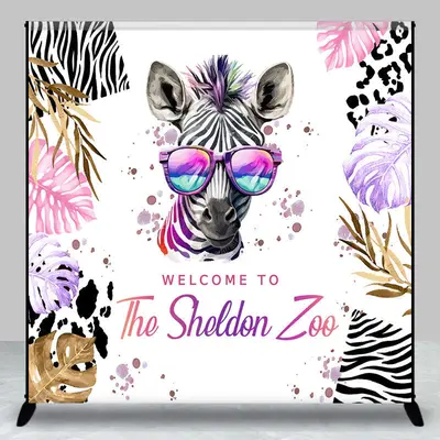 Custom Welcome To The Zoo Zebra Birthday Backdrop - Aperturee