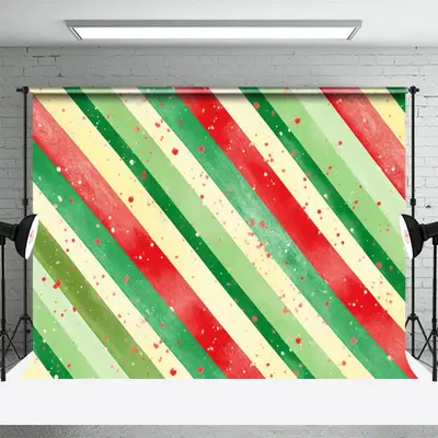 Green Red Stripes Christmas Backdrop For Photography - Aperturee