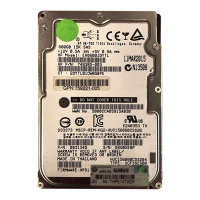 759221-005 HP 600GB 12Gb/s SAS 15000 2.5-inch Hard Drive