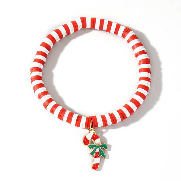 Elegant Christmas Handmade Polymer Clay Heishi Beaded Stretch Bracelets