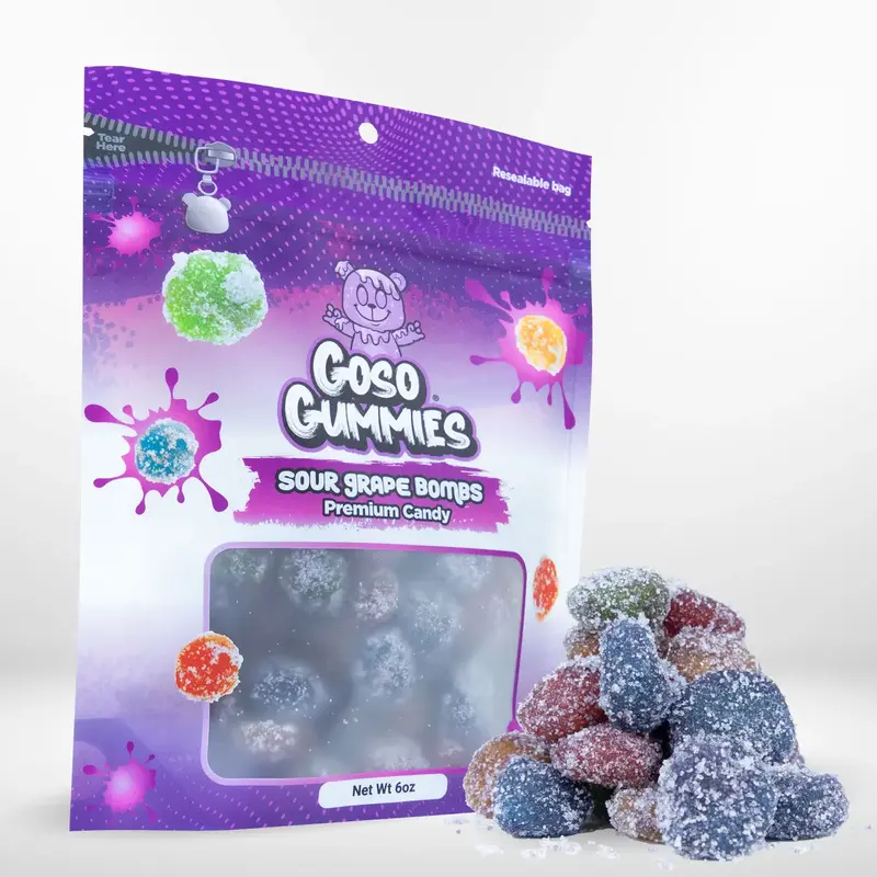 Goso Gummies Sour Grape Viral Gusher Bombs - 6oz Bag - Candy Snack Fruity