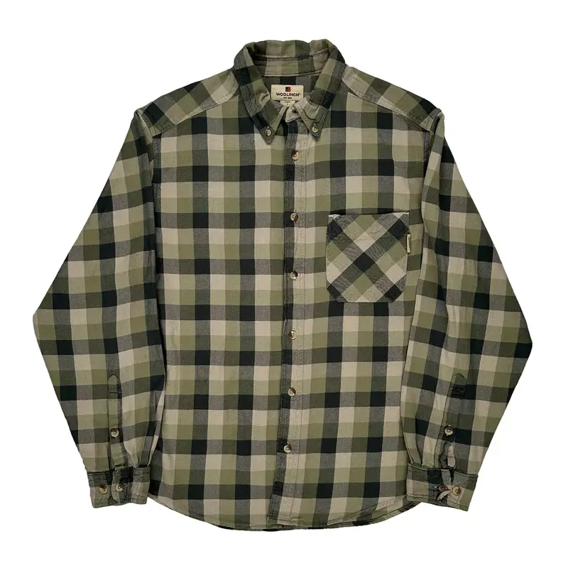 Woolrich Checked Flannel Shirt - Large Grey Cotton