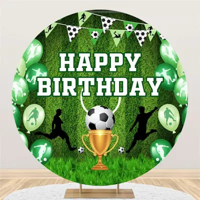 Aperturee Football Turf Green Round Happy Birthday Backdrop | Circle Background For Party | Round Backdrop Stand Covers | Cir...