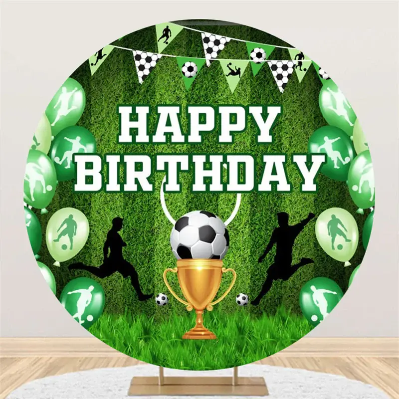 Aperturee Football Turf Green Round Happy Birthday Backdrop | Circle Background For Party | Round Backdrop Stand Covers | Cir...