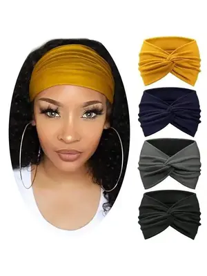 Solid Color Wide Band Hairbands, High Stretch Hairbands, Sweat Absorbing Hair Band, Fashion Hair Accessories for Women & Girl...