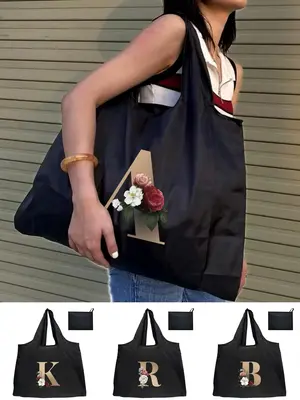 Fashion Letter Pattern Design Shoulder Bag, 1 Count Large Capacity Shopping Bag, Durable Foldable Storage Handbag for Shoppin...